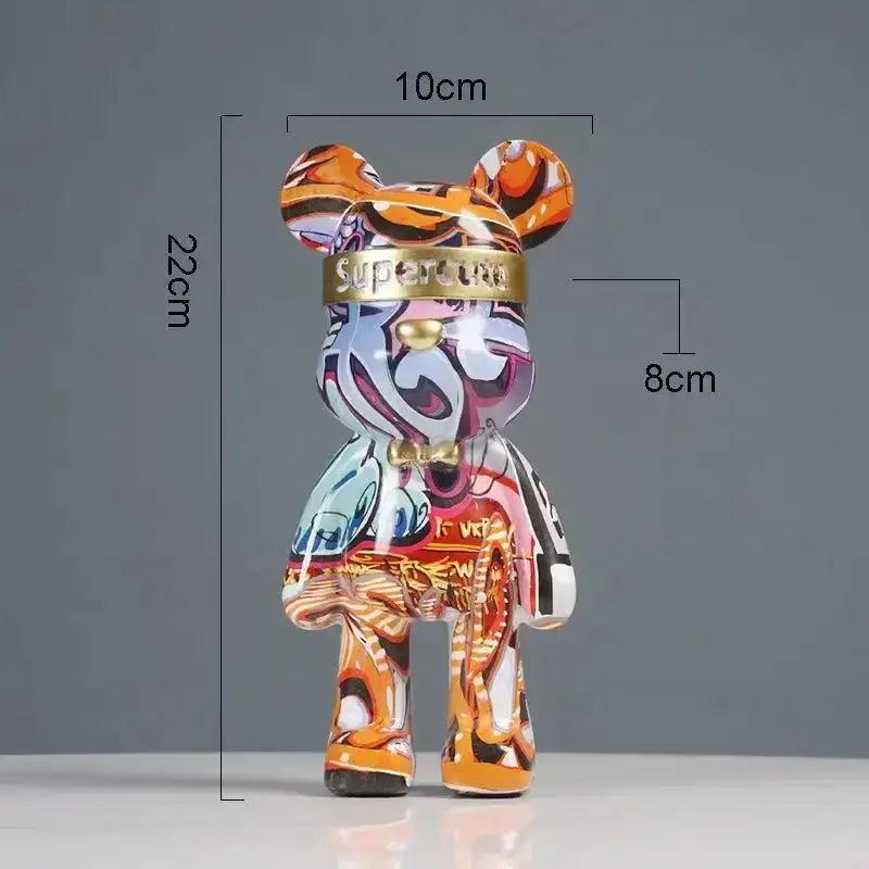 Modern abstract graffiti bear figurine living room decor statuette