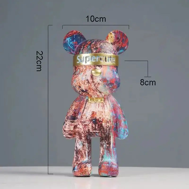 Modern abstract graffiti bear figurine living room decor statuette