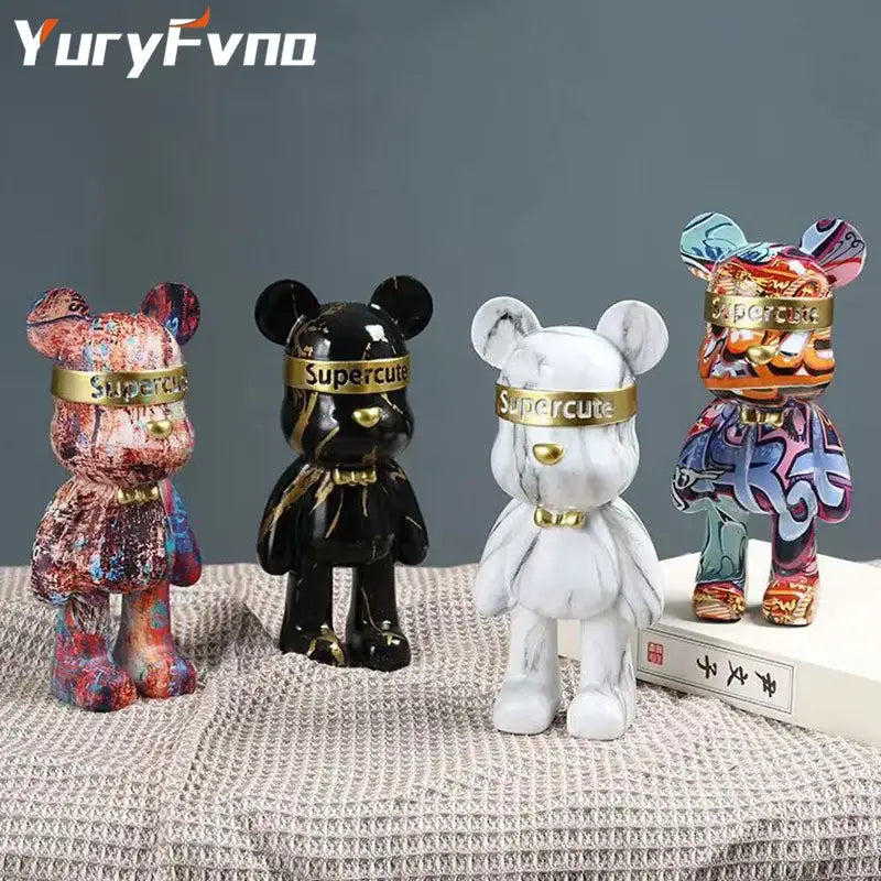 Modern abstract graffiti bear figurine living room decor statuette