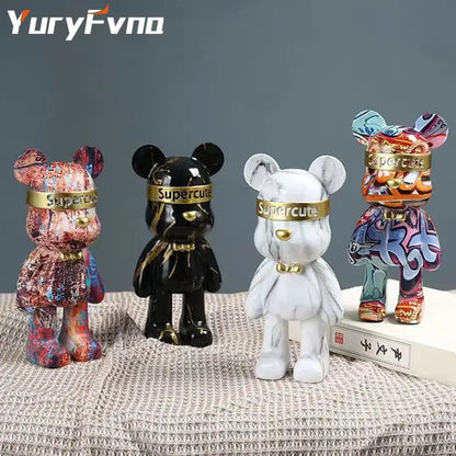Modern abstract graffiti bear figurine living room decor statuette