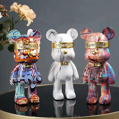 Modern abstract graffiti bear figurine living room decor statuette