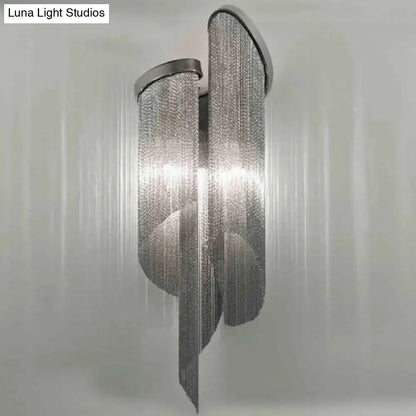 Modern abstract silver wall light with tassel aluminum shade living room