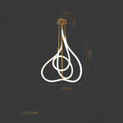 Modern abstract white & gold lines chandelier dining room light