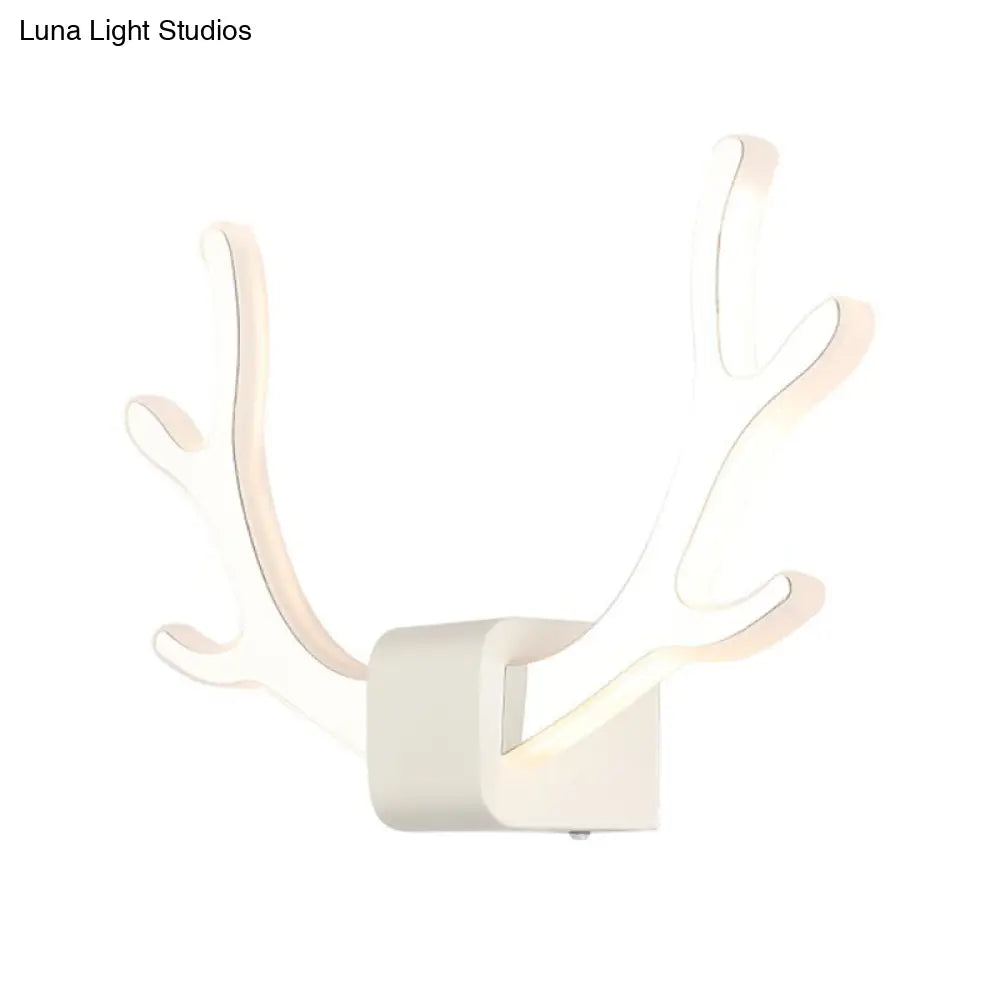 DecorBites™ Modern Acrylic Antlers Wall Sconce Lamp: Black/White LED, Pull Chain, Warm/White Light