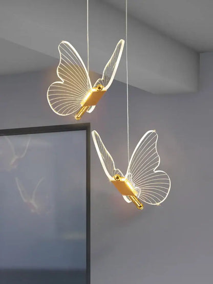 Modern acrylic butterfly led chandelier for bedroom pendant lighting