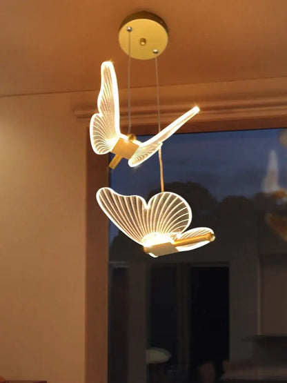 Modern acrylic butterfly led chandelier for bedroom pendant lighting