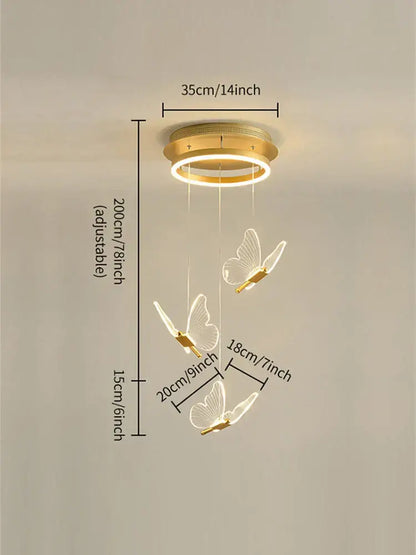 Modern acrylic butterfly led chandelier for bedroom pendant lighting