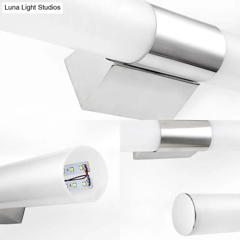 DecorBites™ Modern Acrylic Cylinder Vanity Wall Light - 16"/18" Silver LED Wall Mount - Warm/White Light