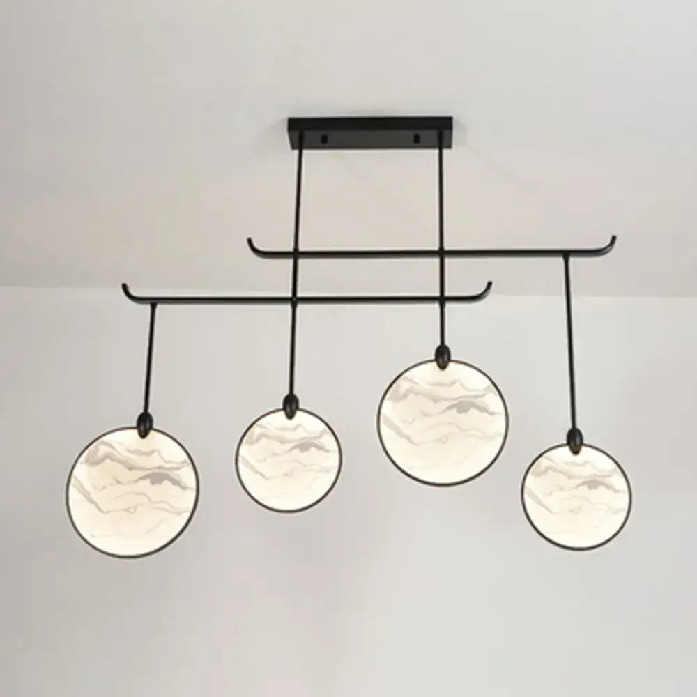 Modern acrylic led island lamp black marble glass tearoom pendant