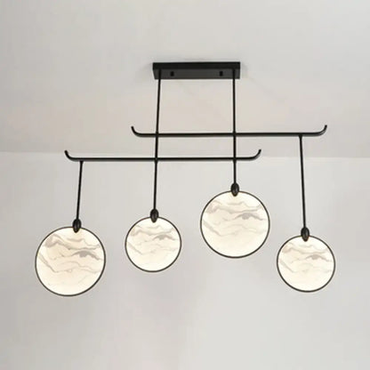 Modern acrylic led island lamp black marble glass tearoom pendant