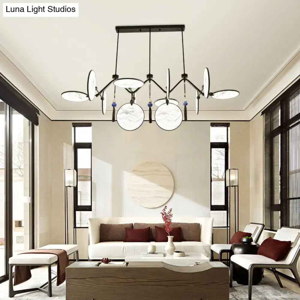 Modern acrylic led island lamp black marble glass tearoom pendant