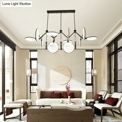 Modern acrylic led island lamp black marble glass tearoom pendant