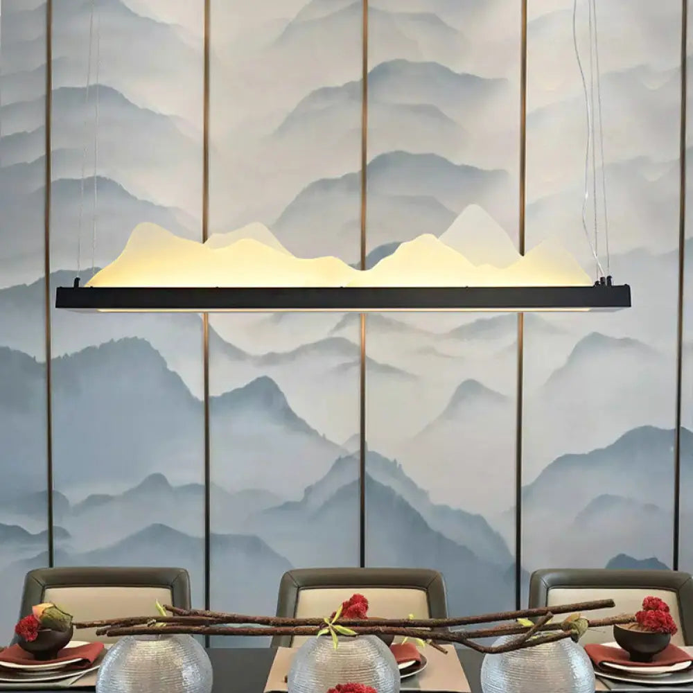 DecorBites™ Modern Acrylic LED Island Light Fixture - Black, Suspended - 31.5"/39" Wide