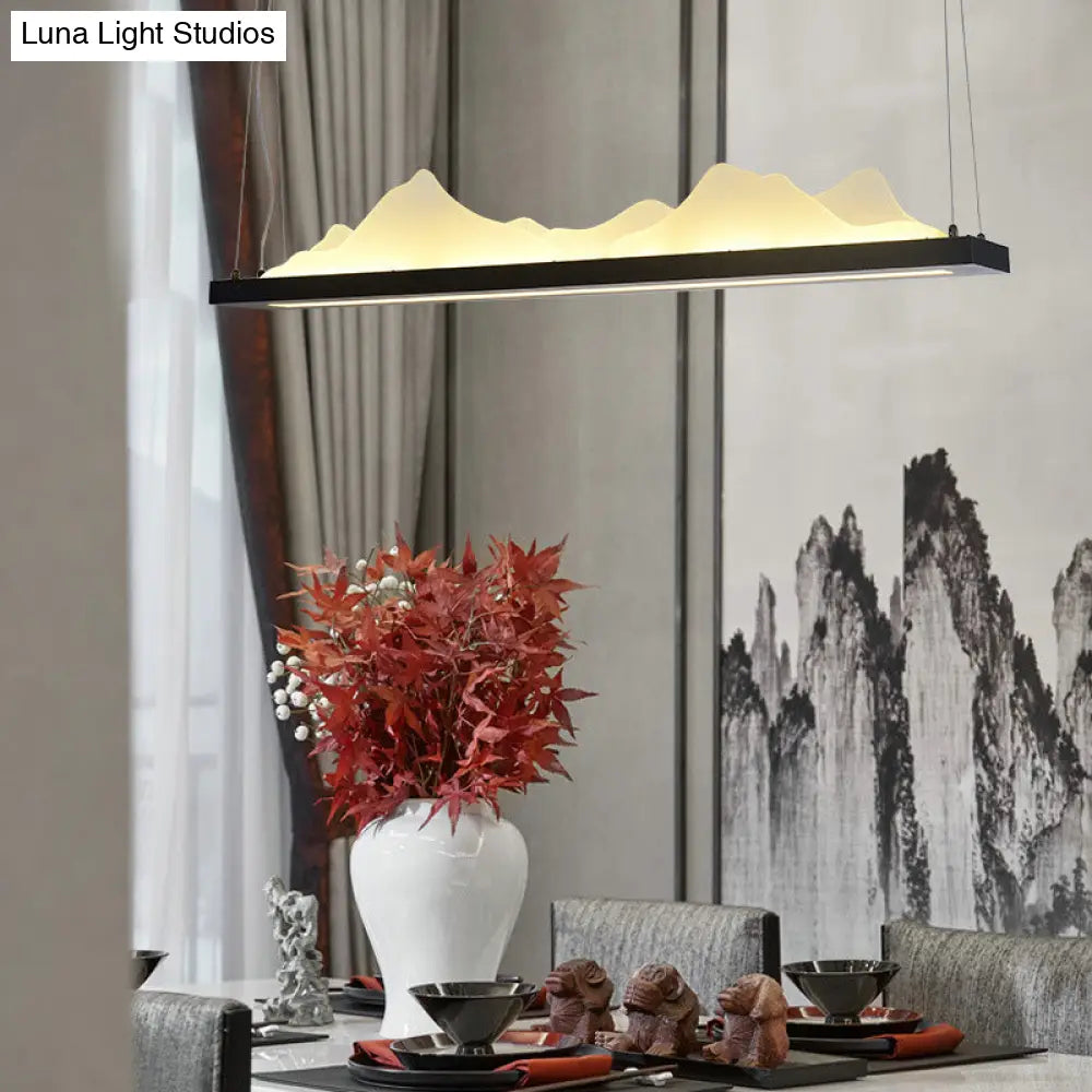 DecorBites™ Modern Acrylic LED Island Light Fixture - Black, Suspended - 31.5"/39" Wide
