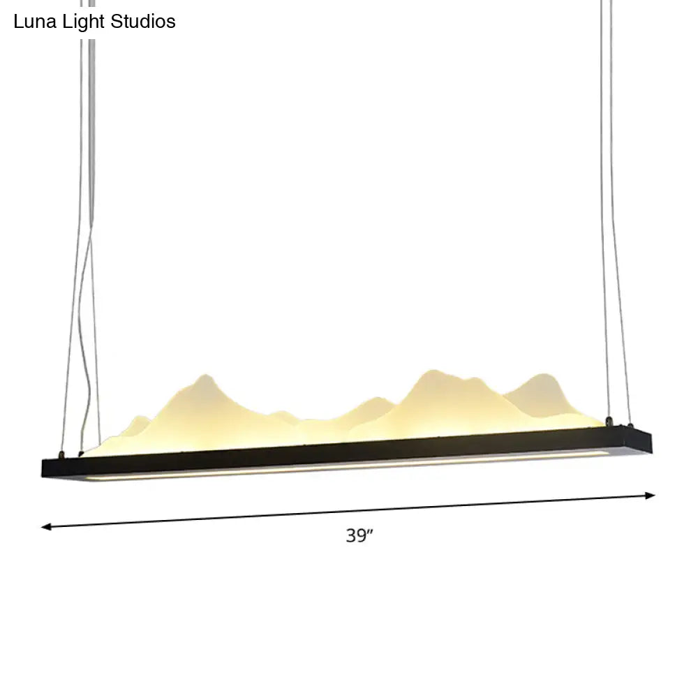 DecorBites™ Modern Acrylic LED Island Light Fixture - Black, Suspended - 31.5"/39" Wide