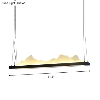 DecorBites™ Modern Acrylic LED Island Light Fixture - Black, Suspended - 31.5"/39" Wide