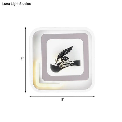 DecorBites™ Modern Acrylic LED Sconce: White Wall Lamp with Deer/Feather Pattern - Perfect for Living Room