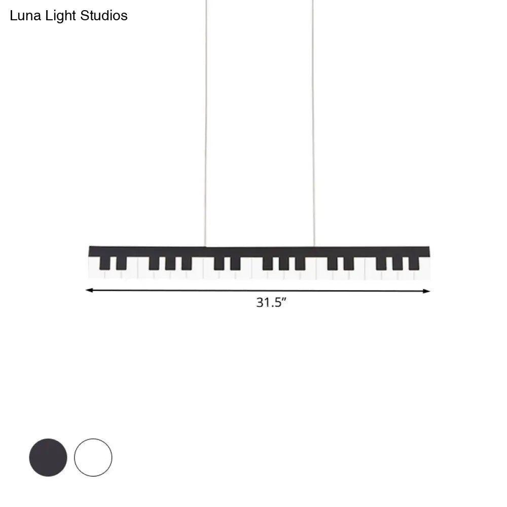 DecorBites™ Modern Acrylic Piano Key Chandelier Lamp Fixture Kids LED Ceiling Light - White/Black, White/Warm Light