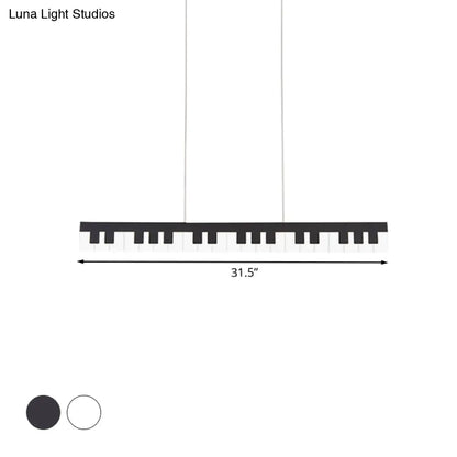 DecorBites™ Modern Acrylic Piano Key Chandelier Lamp Fixture Kids LED Ceiling Light - White/Black, White/Warm Light