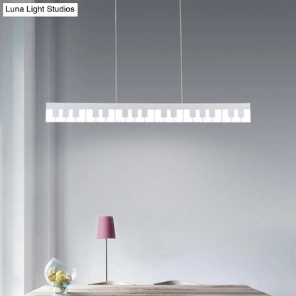 DecorBites™ Modern Acrylic Piano Key Chandelier Lamp Fixture Kids LED Ceiling Light - White/Black, White/Warm Light