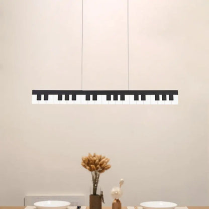 DecorBites™ Modern Acrylic Piano Key Chandelier Lamp Fixture Kids LED Ceiling Light - White/Black, White/Warm Light