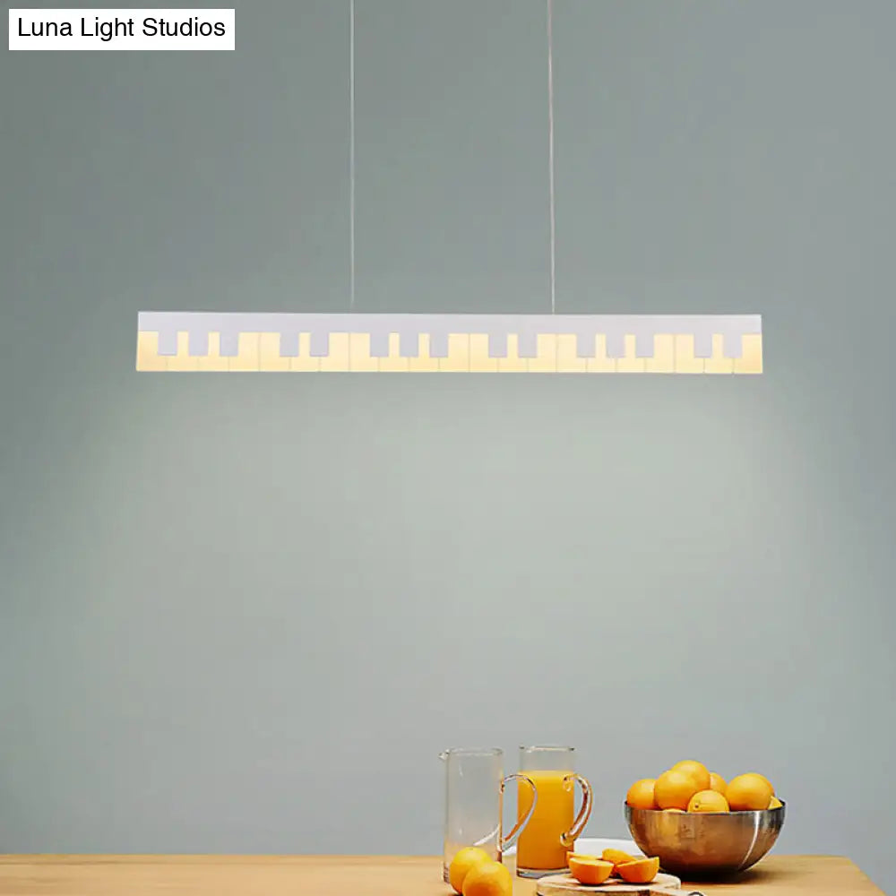 DecorBites™ Modern Acrylic Piano Key Chandelier Lamp Fixture Kids LED Ceiling Light - White/Black, White/Warm Light
