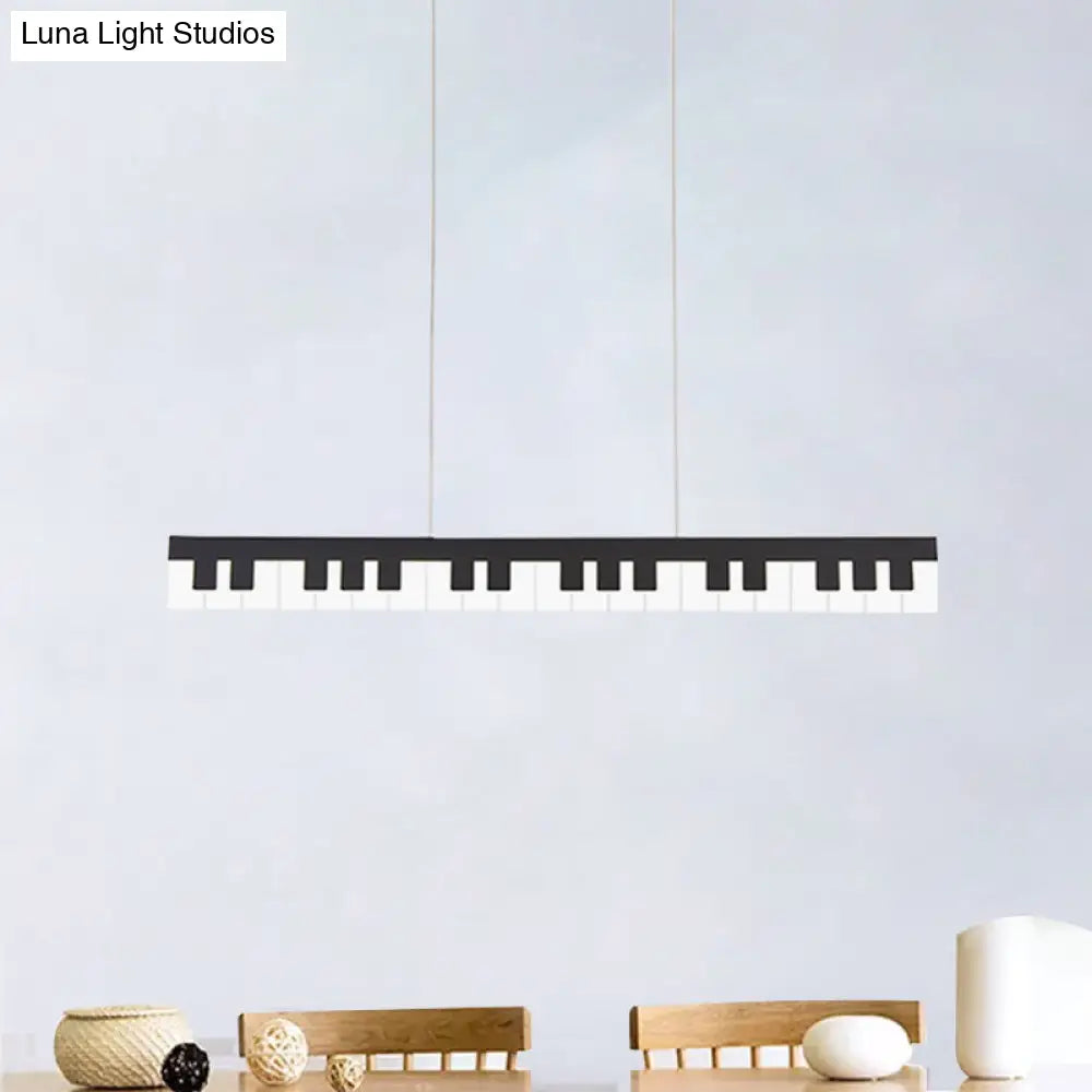 DecorBites™ Modern Acrylic Piano Key Chandelier Lamp Fixture Kids LED Ceiling Light - White/Black, White/Warm Light