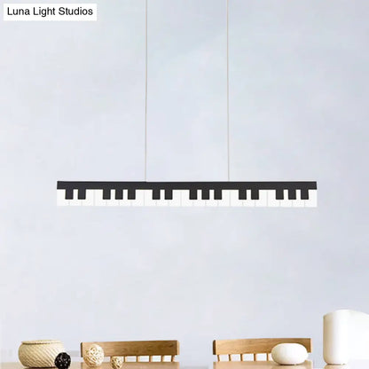 DecorBites™ Modern Acrylic Piano Key Chandelier Lamp Fixture Kids LED Ceiling Light - White/Black, White/Warm Light