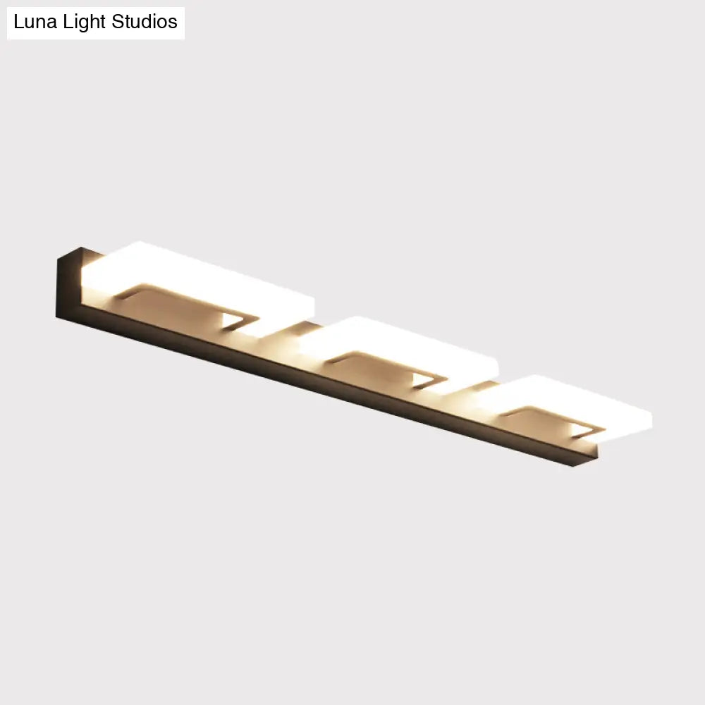 DecorBites™ Modern Acrylic Rectangle Vanity Sconce - 2/3 Heads Black Wall Lighting for Bathroom with Warm/White Light