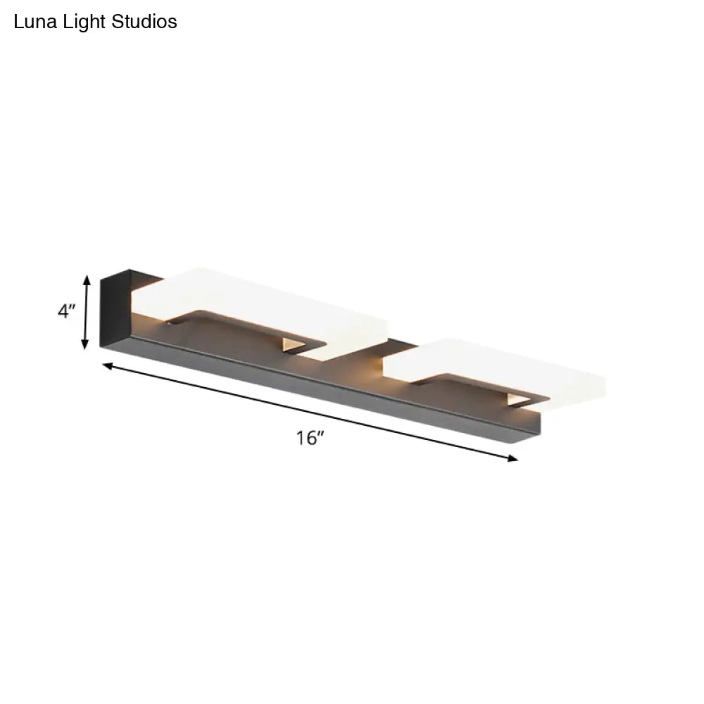 DecorBites™ Modern Acrylic Rectangle Vanity Sconce - 2/3 Heads Black Wall Lighting for Bathroom with Warm/White Light