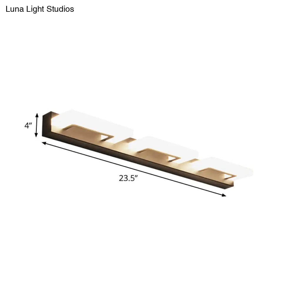 DecorBites™ Modern Acrylic Rectangle Vanity Sconce - 2/3 Heads Black Wall Lighting for Bathroom with Warm/White Light