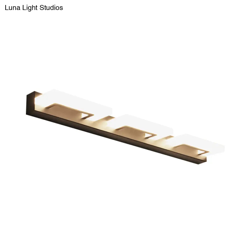 DecorBites™ Modern Acrylic Rectangle Vanity Sconce - 2/3 Heads Black Wall Lighting for Bathroom with Warm/White Light