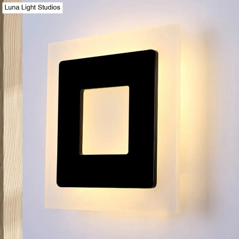 DecorBites™ Modern Acrylic Square Sconce Light - LED Black Wall Mount Lamp in White/Warm Light