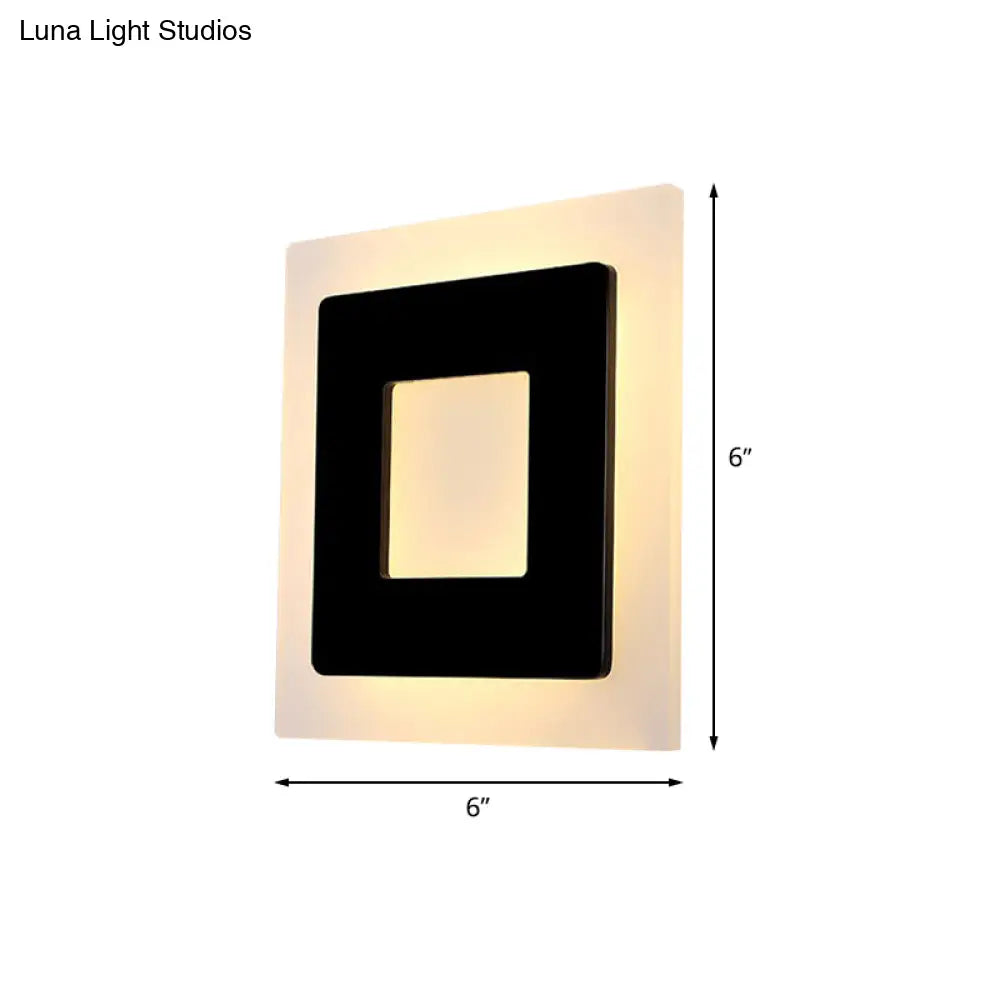 DecorBites™ Modern Acrylic Square Sconce Light - LED Black Wall Mount Lamp in White/Warm Light