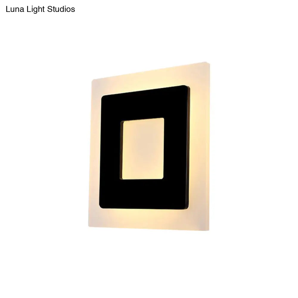DecorBites™ Modern Acrylic Square Sconce Light - LED Black Wall Mount Lamp in White/Warm Light