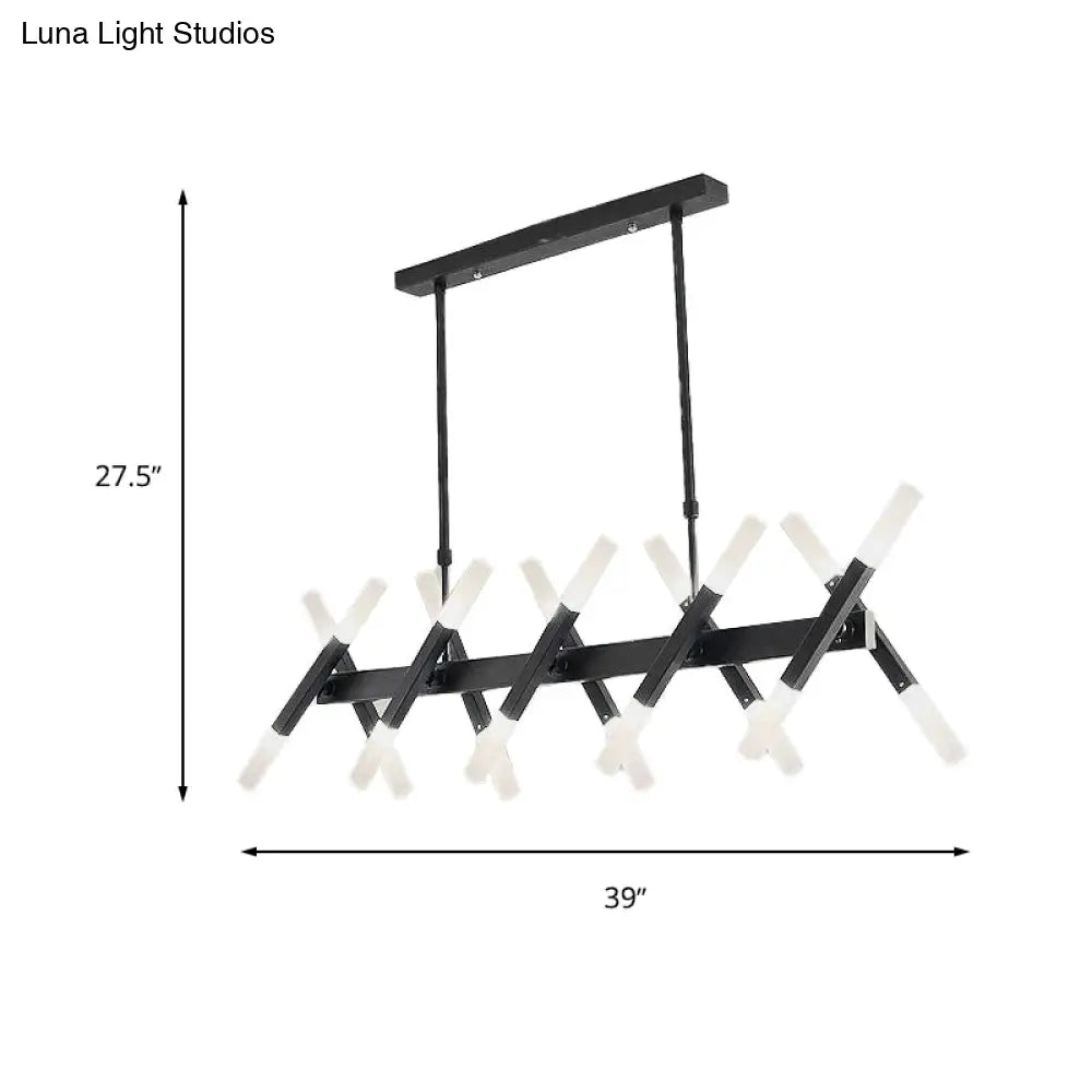 DecorBites™ Modern Acrylic Tube Island Pendant Light - 16/20 Lights - Black/White/Gold - Dining Room Ceiling Lighting