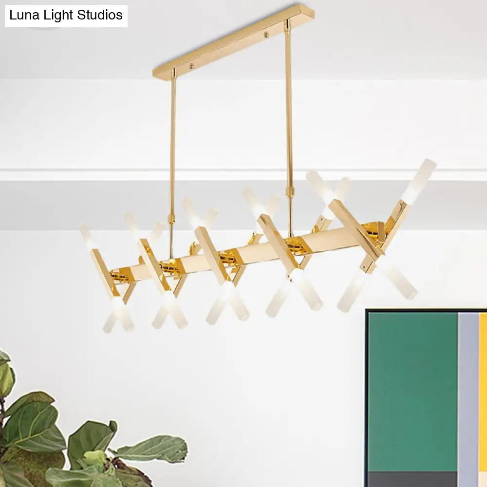 DecorBites™ Modern Acrylic Tube Island Pendant Light - 16/20 Lights - Black/White/Gold - Dining Room Ceiling Lighting