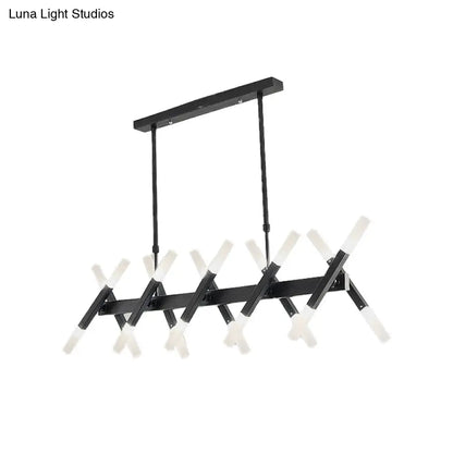 DecorBites™ Modern Acrylic Tube Island Pendant Light - 16/20 Lights - Black/White/Gold - Dining Room Ceiling Lighting