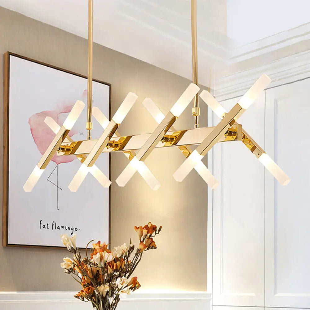 DecorBites™ Modern Acrylic Tube Island Pendant Light - 16/20 Lights - Black/White/Gold - Dining Room Ceiling Lighting