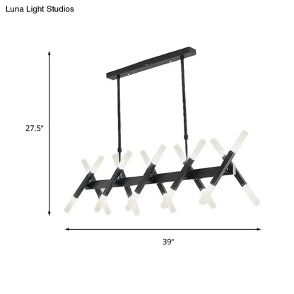 Modern acrylic tube island pendant light black & white dining room