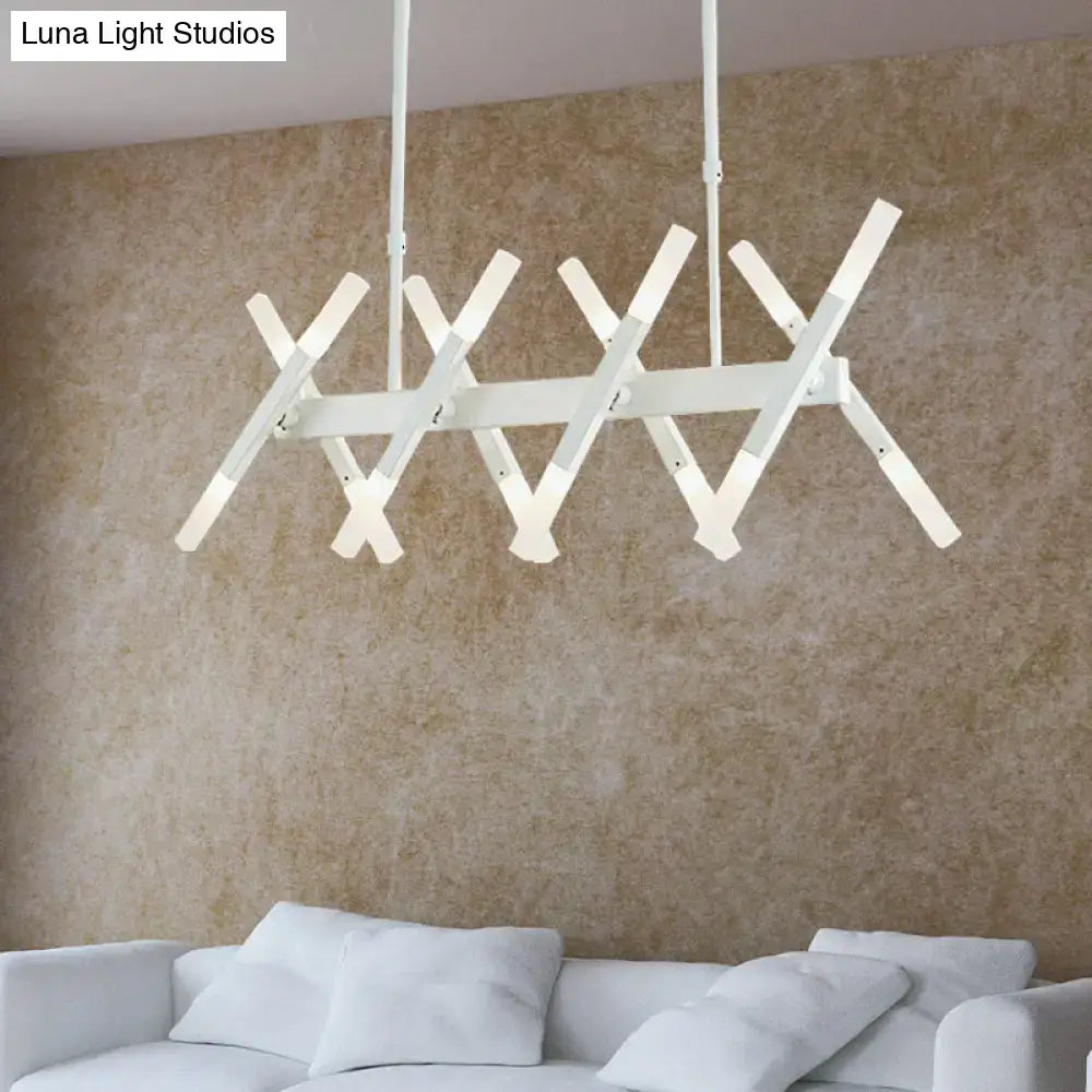 Modern acrylic tube island pendant light black & white dining room
