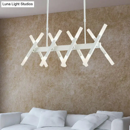Modern acrylic tube island pendant light black & white dining room