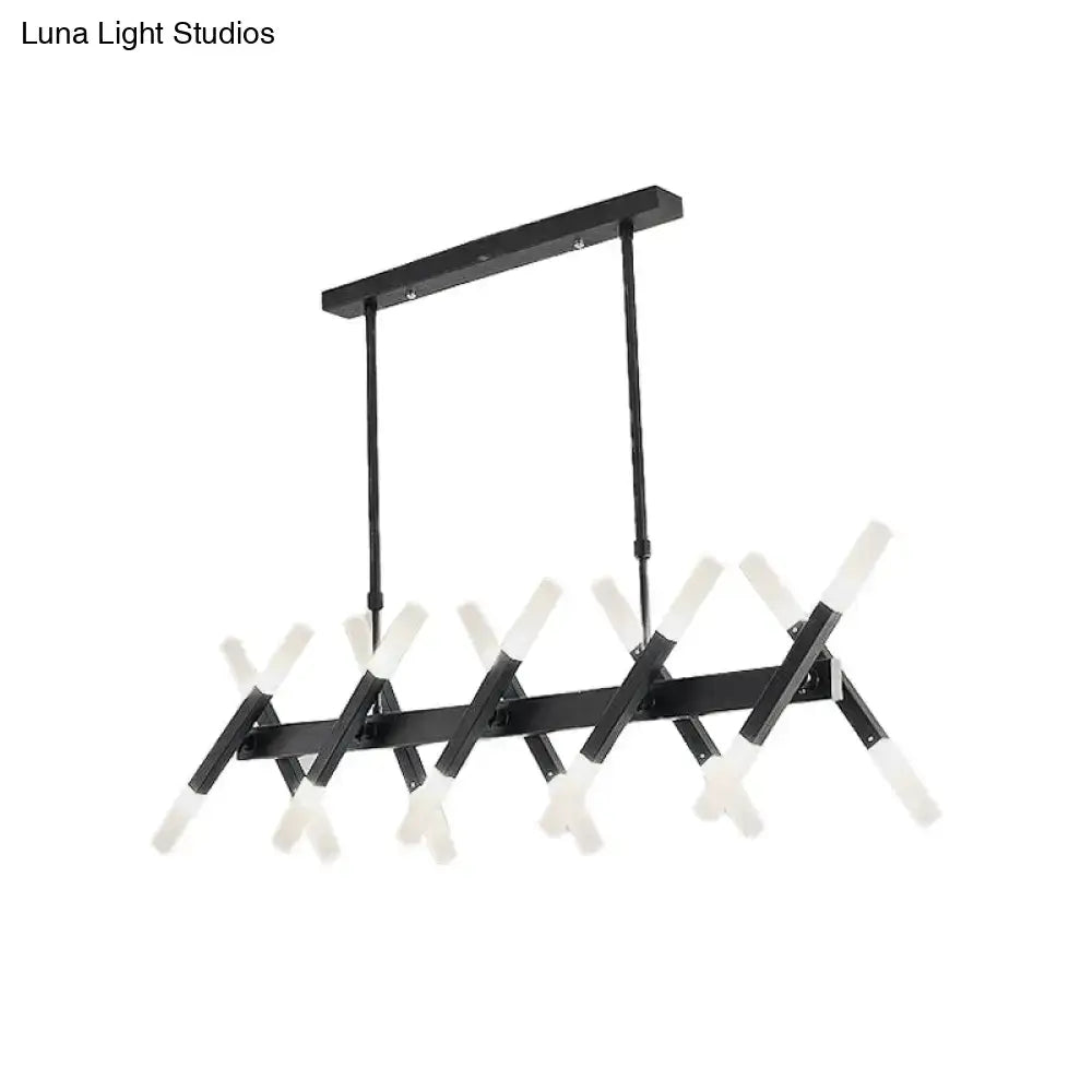 Modern acrylic tube island pendant light black & white dining room