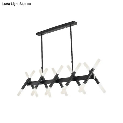 Modern acrylic tube island pendant light black & white dining room