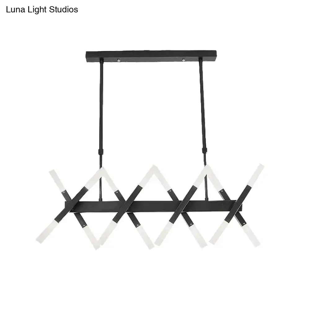 Modern acrylic tube island pendant light black & white dining room