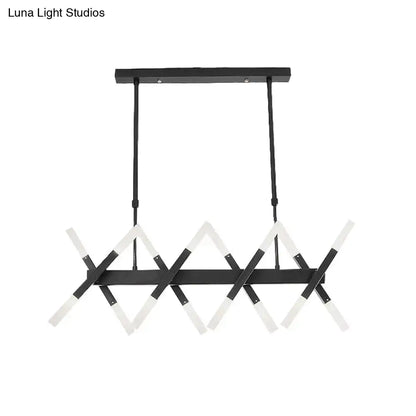 Modern acrylic tube island pendant light black & white dining room