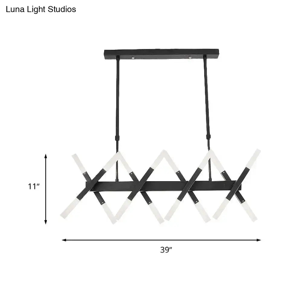Modern acrylic tube island pendant light black & white dining room