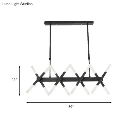 Modern acrylic tube island pendant light black & white dining room