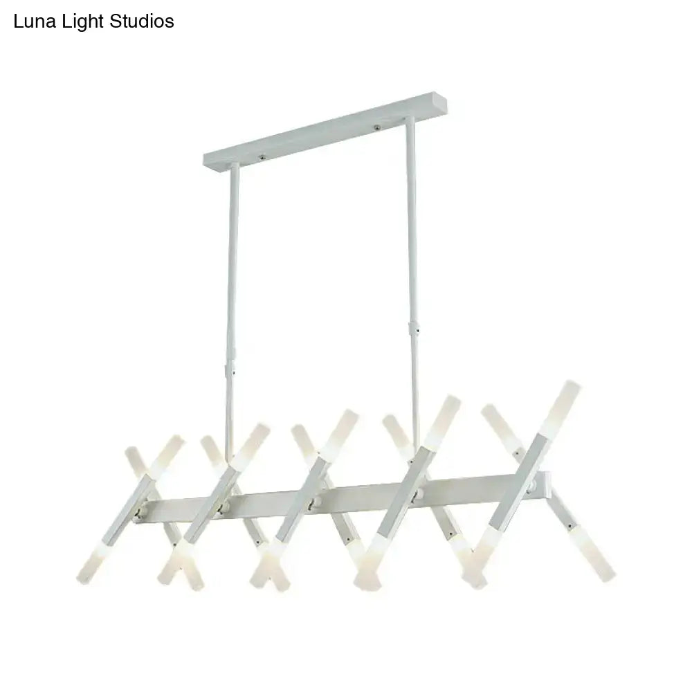 Modern acrylic tube island pendant light black & white dining room