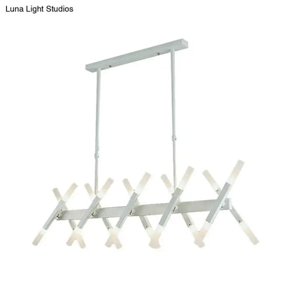 Modern acrylic tube island pendant light black & white dining room